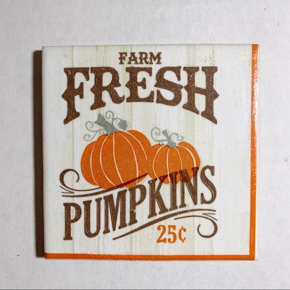 Other - Farm Fresh Pumpkins Ceramic Coaster, Fall Home Decor, Ceramic Tile Coaster